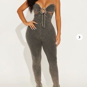 Fashion Nova In That Moment Washed Jumpsuit - Taupe/combo